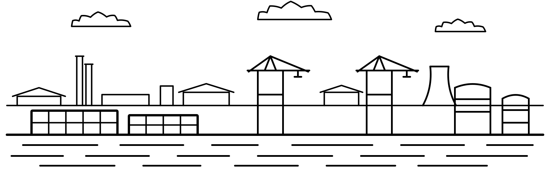 Panorama eines Industrie- und Hafengebiets mit Kränen, Tanks, Kühlturm und Containern — viele der hier ansässigen Betriebe müssen prüfen, wer ist betroffen von KRITIS und NIS2.